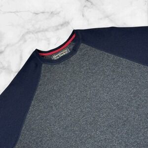 Abercrombie & Fitch Men Raglan Long Sleeve Sweater Charcoal Navy XL